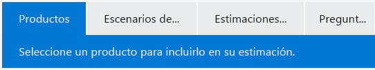 A screenshot of the Pricing calculator menu bar with the Products tab selected.