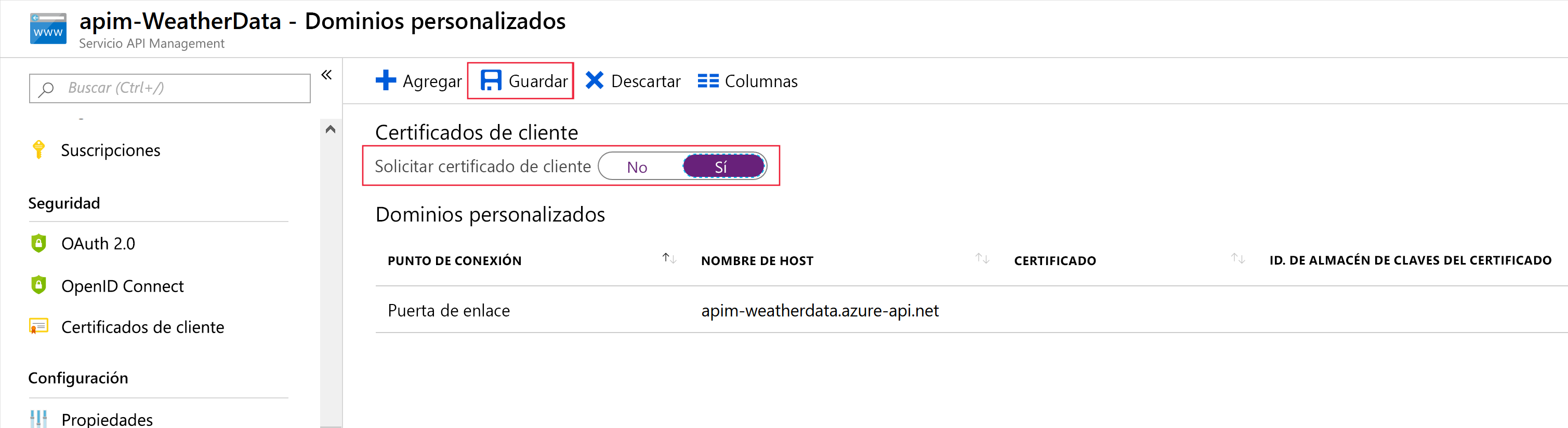 Configure the gateway to request certificates