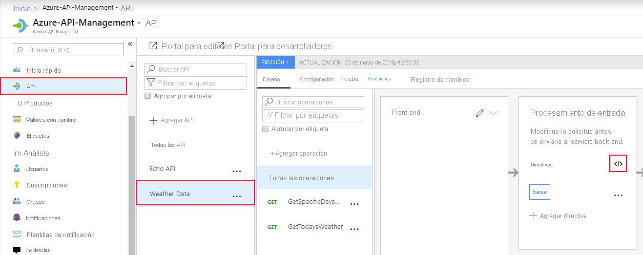 Inbound processing policy button