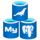 Pantalla de los logotipos de Azure Database for MariaDB, MySQL y PostreSQL.