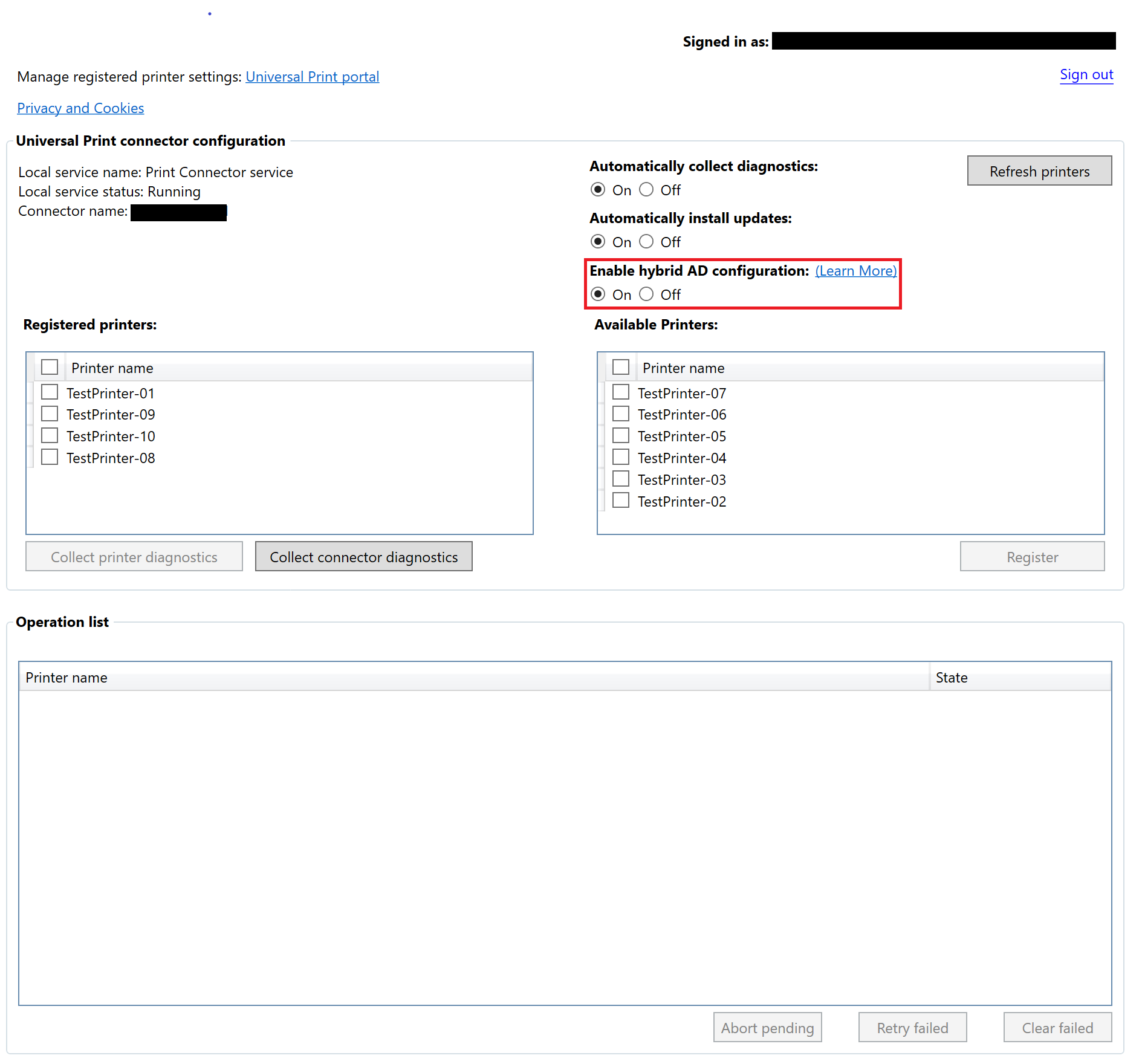 Habilitación de la configuración de AD híbrido