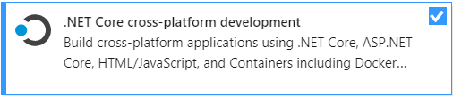 Screenshot showing the .NET Core cross-platform development workload in the Visual Studio Installer.