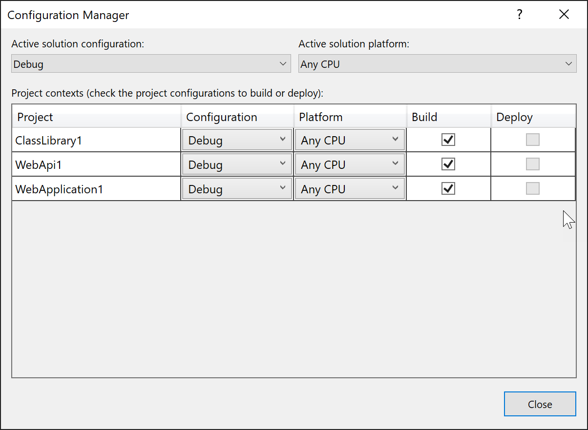 Captura de pantalla del cuadro de diálogo Administrador de configuración.