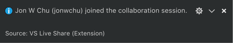 Notificación de incorporación a Visual Studio Code