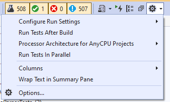 Ajuste de los detalles de la prueba en el menú Configuración de pruebas