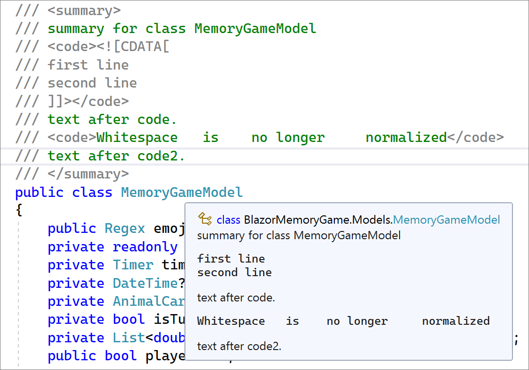 La información rápida de XML conserva los espacios en blanco