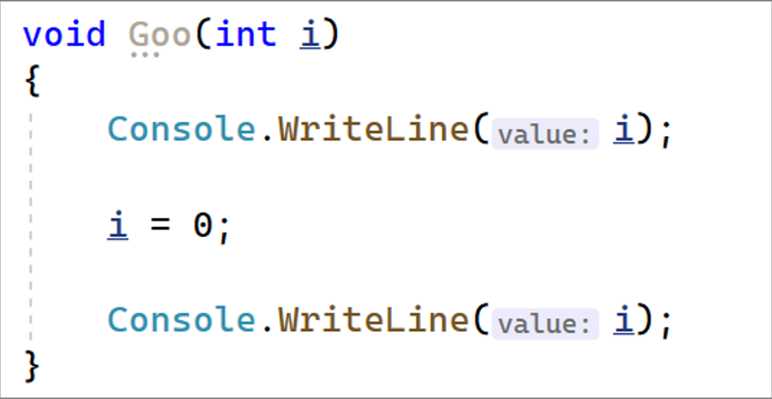 Underline reassigned variables (Subrayar variables reasignadas) en el editor