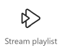 Captura de pantalla del icono de la tarjeta de la lista de reproducción de Stream con un vínculo para obtener más información.