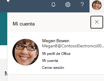  Captura de pantalla de la imagen de perfil de Microsoft 365.