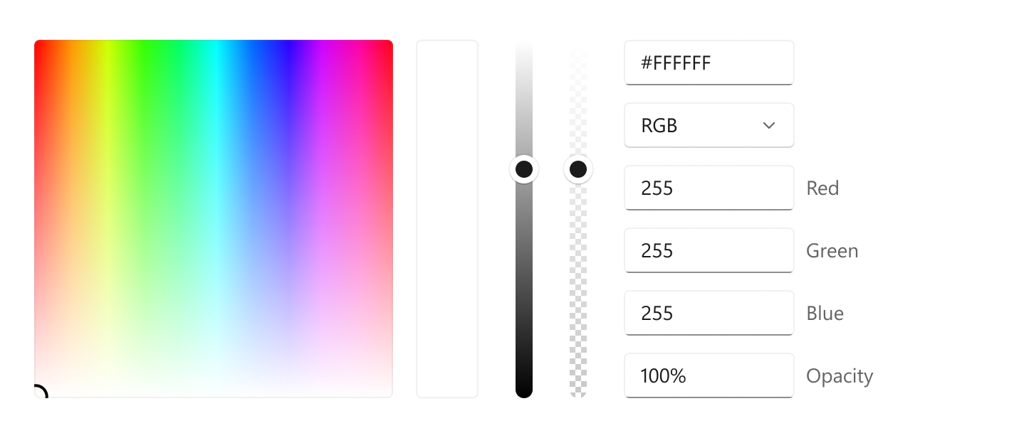 Ejemplo de control ColorPicker alineado horizontalmente.