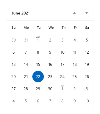 Ejemplo de vista de calendario