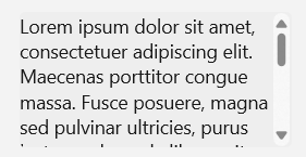 Bloque de texto que se extiende verticalmente más allá de la ventanilla, o área visible del control, con una barra de desplazamiento vertical mostrada.