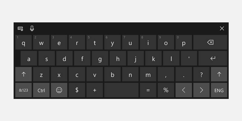 Teclado táctil de Windows para la fórmula