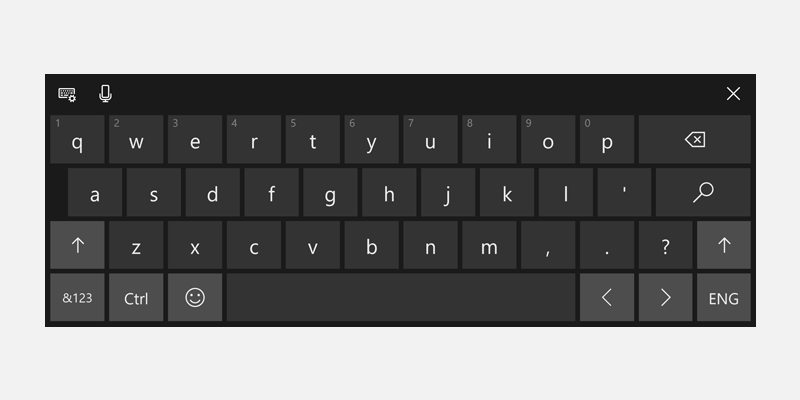 Teclado táctil de Windows para la búsqueda