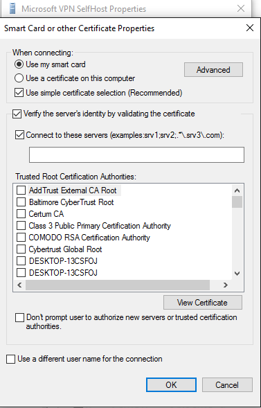 tarjeta inteligente u otra ventana de propiedades de certificado.