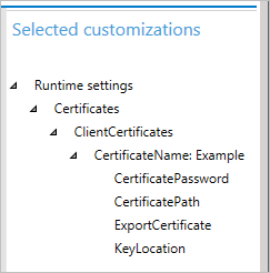 En el Diseñador de configuraciones de Windows, el panel de personalizaciones seleccionado muestra la configuración.