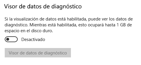 Ubicación para desactivar la visualización de datos.