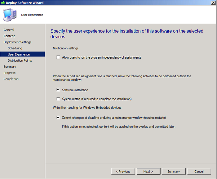 Asistente para implementar software, página Experiencia del usuario.