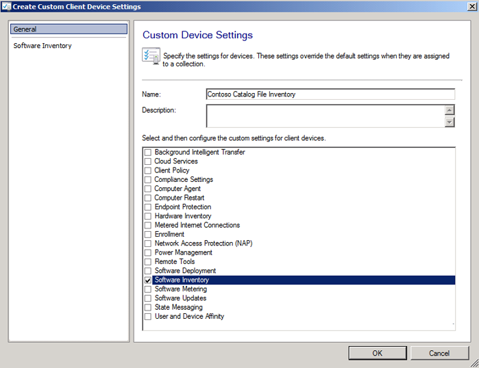 Cree la configuración de dispositivo cliente personalizada.