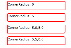 Salida representada del ejemplo XAML de CornerRadius