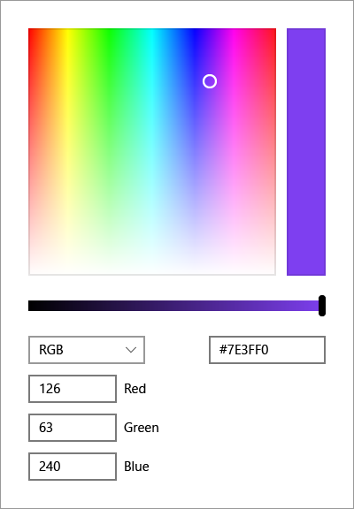 Control de selector de color predeterminado