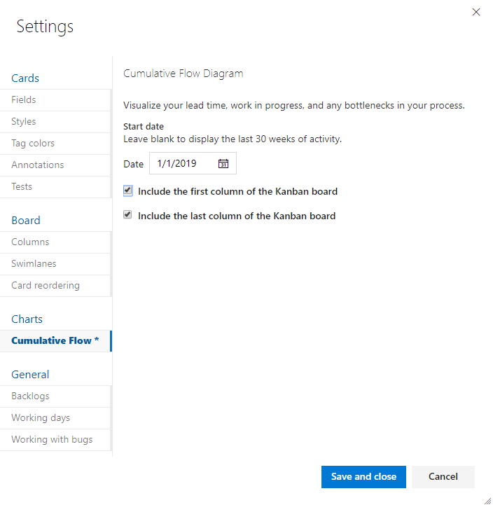 Board, Common configuration dialog, Cumulative flow