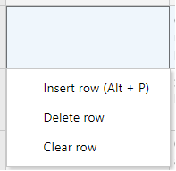 Define tab, grid view, cell options.