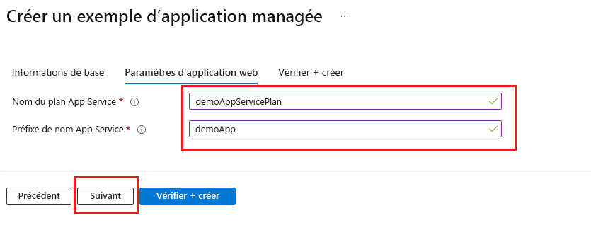 Capture d’écran des informations nécessaires sous l’onglet Paramètres d’application web.