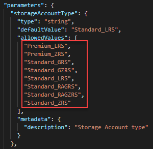 Références SKU des ressources de compte de stockage du modèle Resource Manager