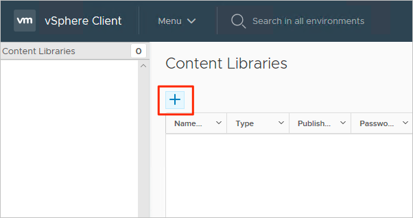 Capture d’écran montrant comment créer une bibliothèque de contenu dans vSphere.