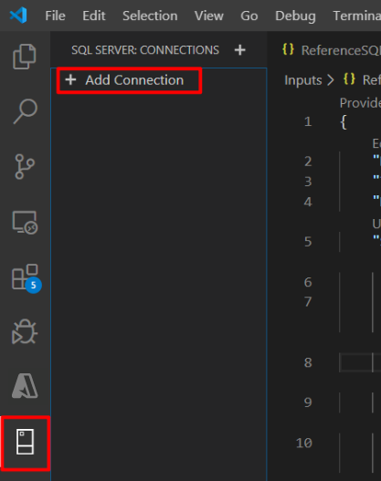 L’option Ajouter une connexion apparaît dans le volet gauche et est mise en surbrillance.