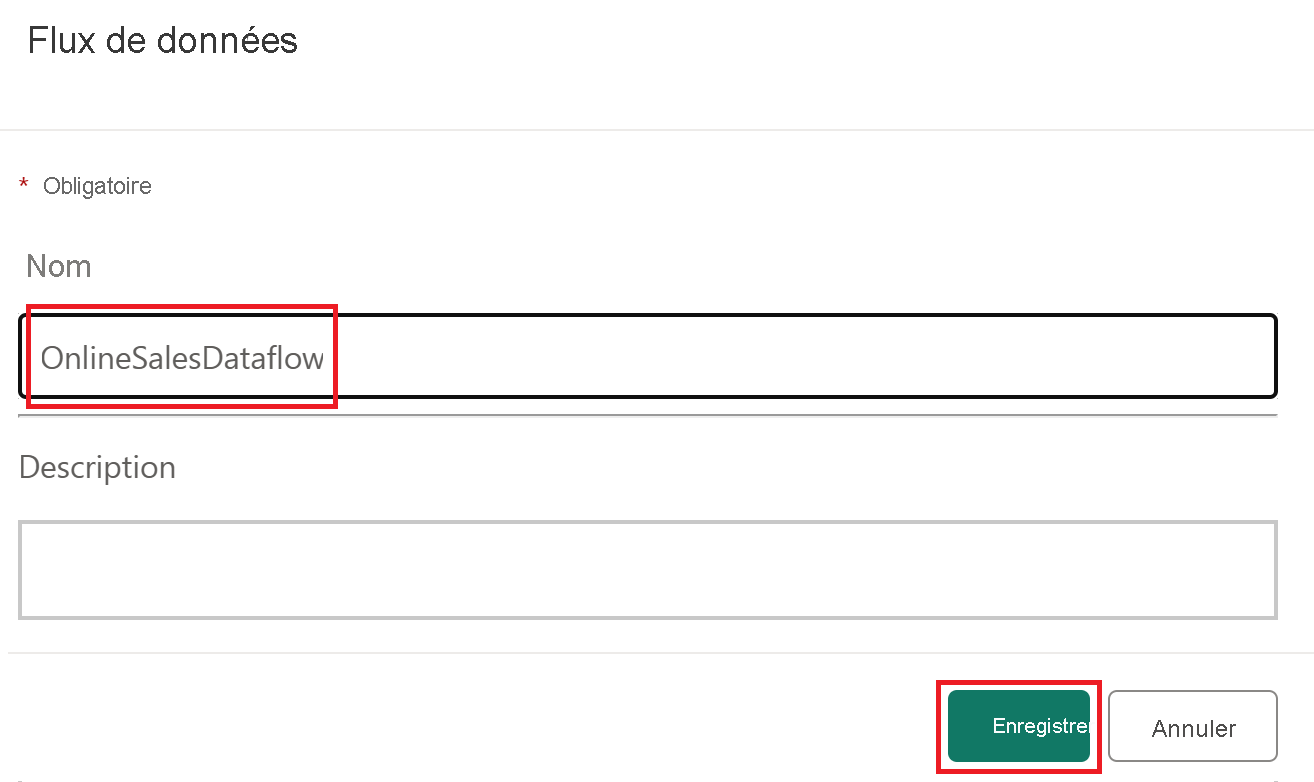 Capture d’écran de l’option Renommer un flux de données.