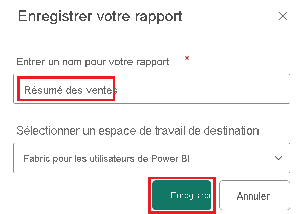 Capture d’écran du bouton Enregistrer achevant son processus lors de la visualisation des données.