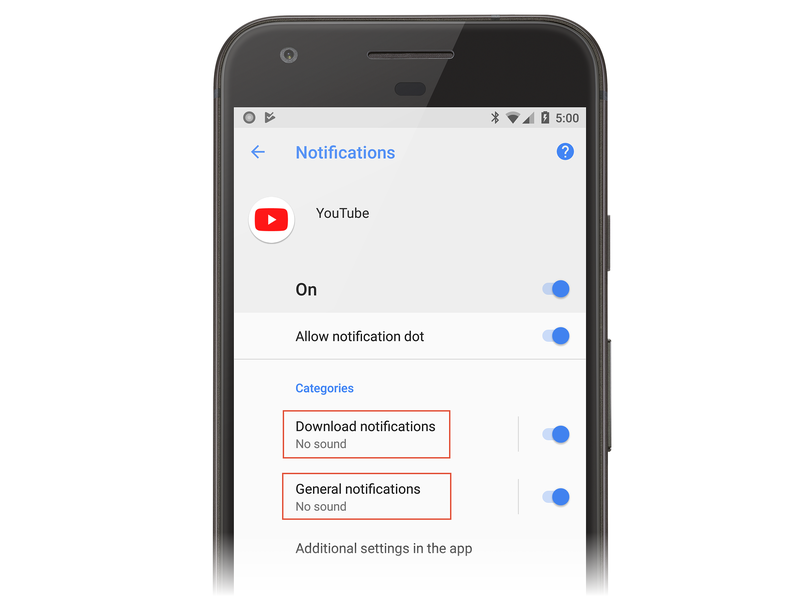 Écrans de notification pour YouTube dans Android Oreo