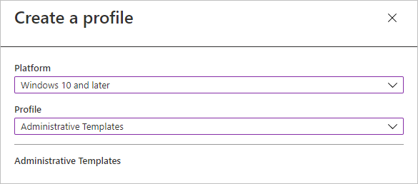 Sélectionner une plateforme et un type de profil