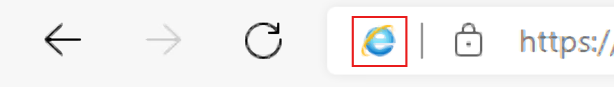 Logo Internet Explorer dans la barre de menus De Microsoft Edge.