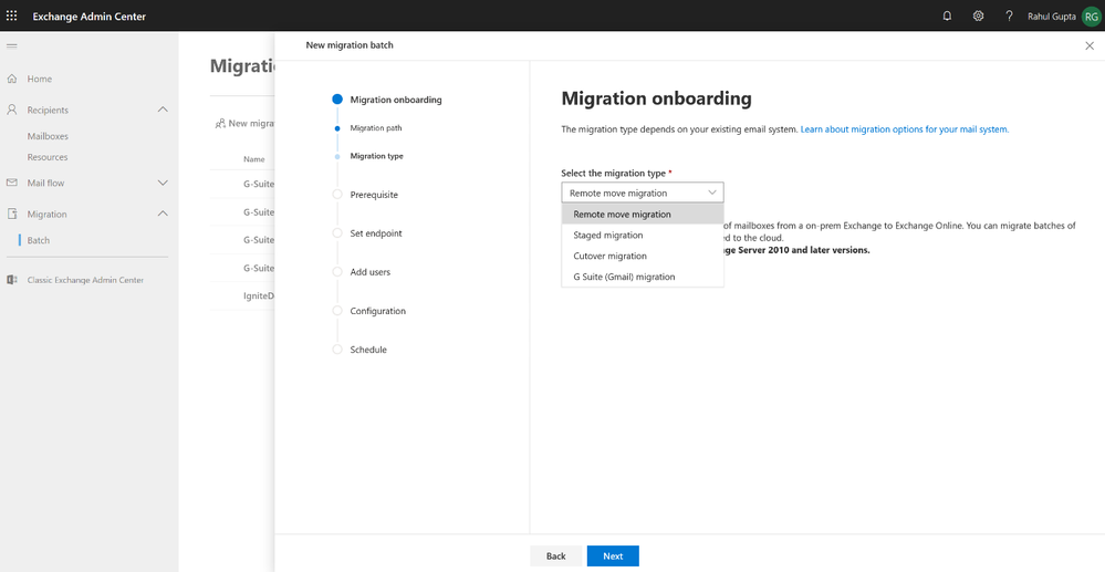 Capture d’écran des nouveautés de la migration.