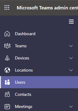 Affiche la sélection des utilisateurs dans le Centre d’administration Microsoft Teams.