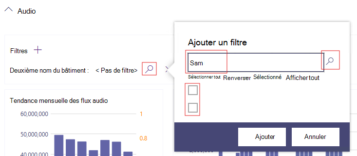 Capture d’écran de l’ajout d’un filtre de requête.