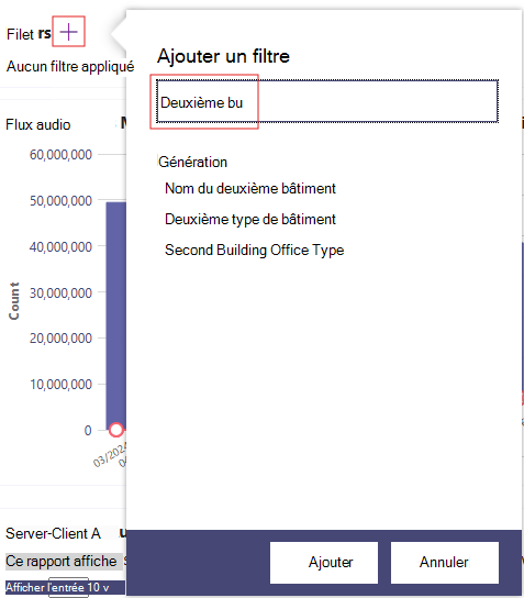 Capture d’écran de l’ajout d’un filtre à sélection multiple.