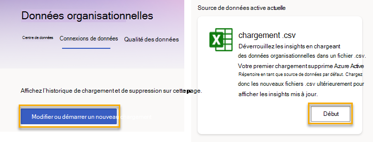 Capture d’écran montrant l’option Modifier ou démarrer un nouveau chargement.