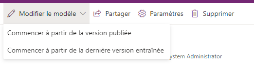 Capture d’écran du menu Modifier le modèle.