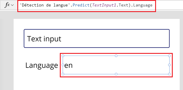 La formule de langue modifie le texte de l’étiquette.