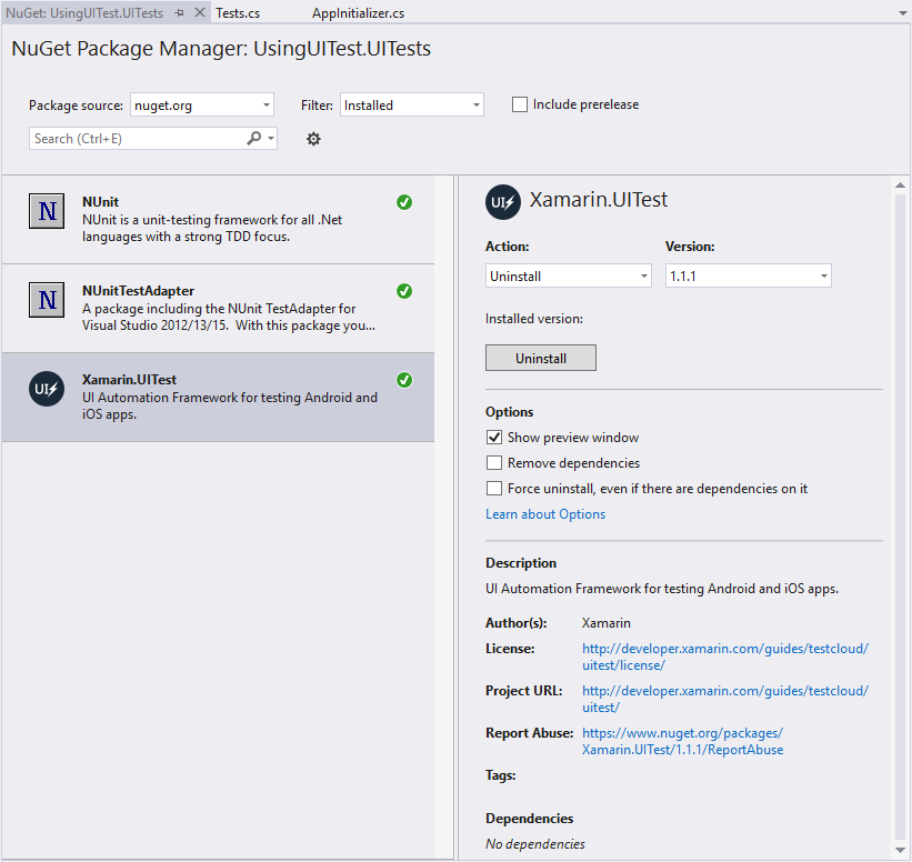 Gestionnaire de package NuGet