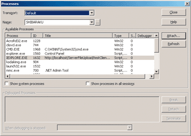 Figure 13 Debug Process Window