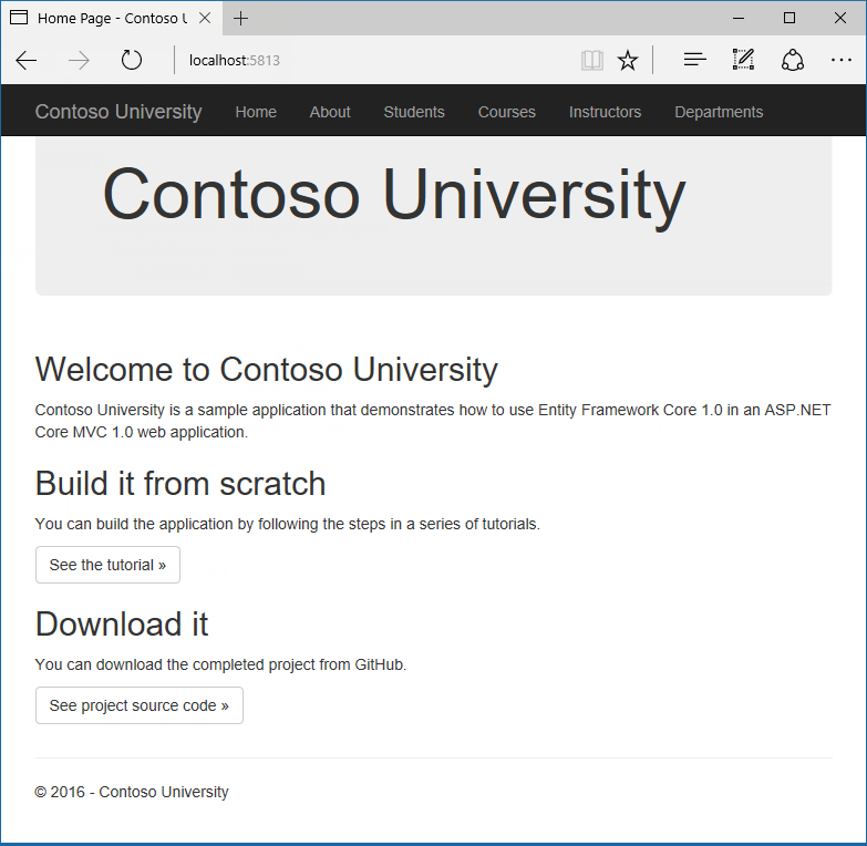 Page home de Contoso University