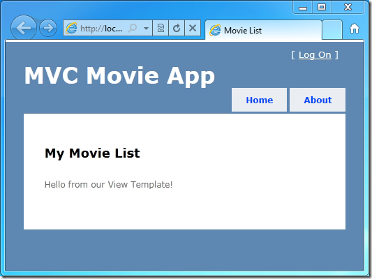 Capture d’écran montrant la liste de mes films dans l’application Film M V C.