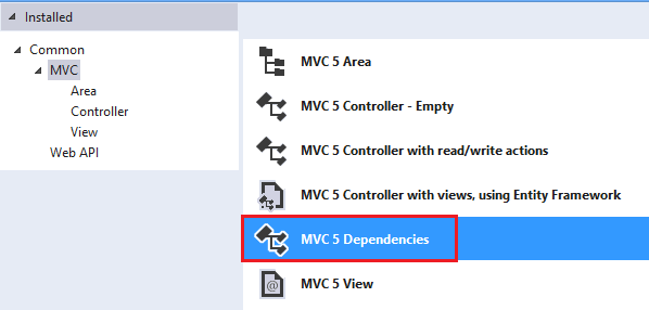 ajouter des dépendances MVC