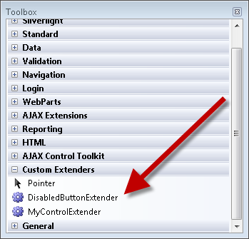 DisabledButton dans la boîte à outils