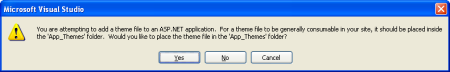 Autoriser Visual Studio à créer le dossier App_Theme